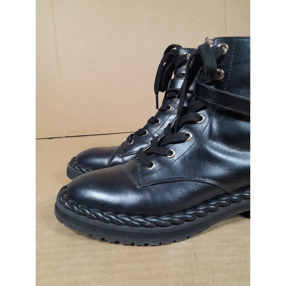 Louise Et Cie Sabri Rope  BlAck Leather Bootie Women Sz  7  M  Side Zip Boot - Picture 12 of 13